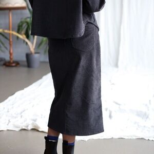 90s Esprit Sport Corduroy Skirt Midi Slit Pencil Dark Velvet Size Medium